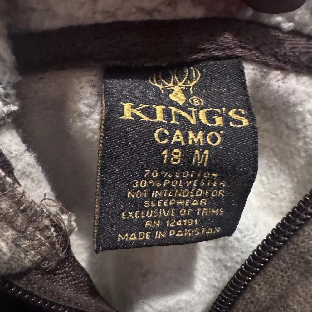 Kings Camo‎ Toddler Boys 18M Real Tree Zip Up Sherpa Lined Hunt Hoodie Jacket